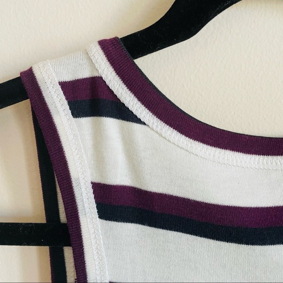 THREE DOTS Bloomingdale’s Striped Scoop Neck Tank Top Purple White Black NWOT - Picture 5 of 6